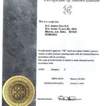 5. ASME U Stamp Authorization for Armax Gaz (04.01.2015